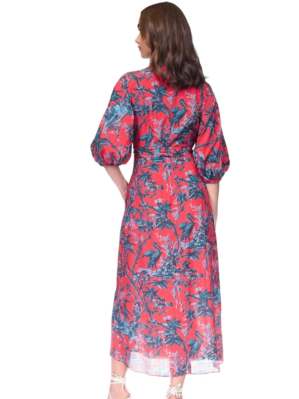 Cara Cara Rosewood Silk Maxi Dress Heron Watermelon Coral and Teal Floral Small - Picture 7 of 9